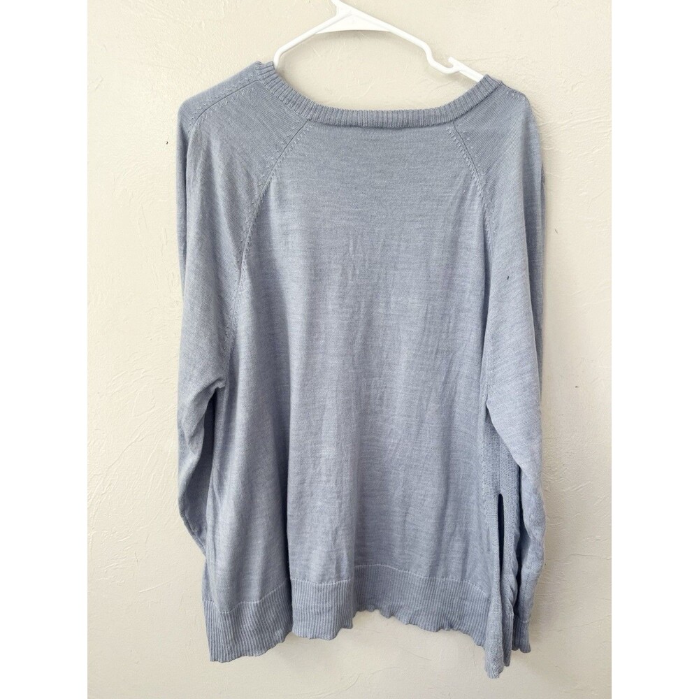 $208 Eileen Fisher DAWN MERINO Wool Boxy Sweater Tunic Shirt TOP Size XL Blue - Picture 5 of 7